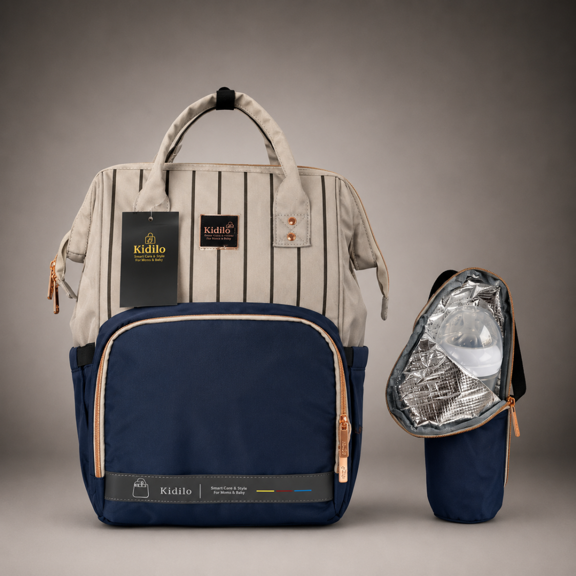 Kidilo K-4 Premium Mommy Backpack Diaper Bag & Portable Changing Mat Set