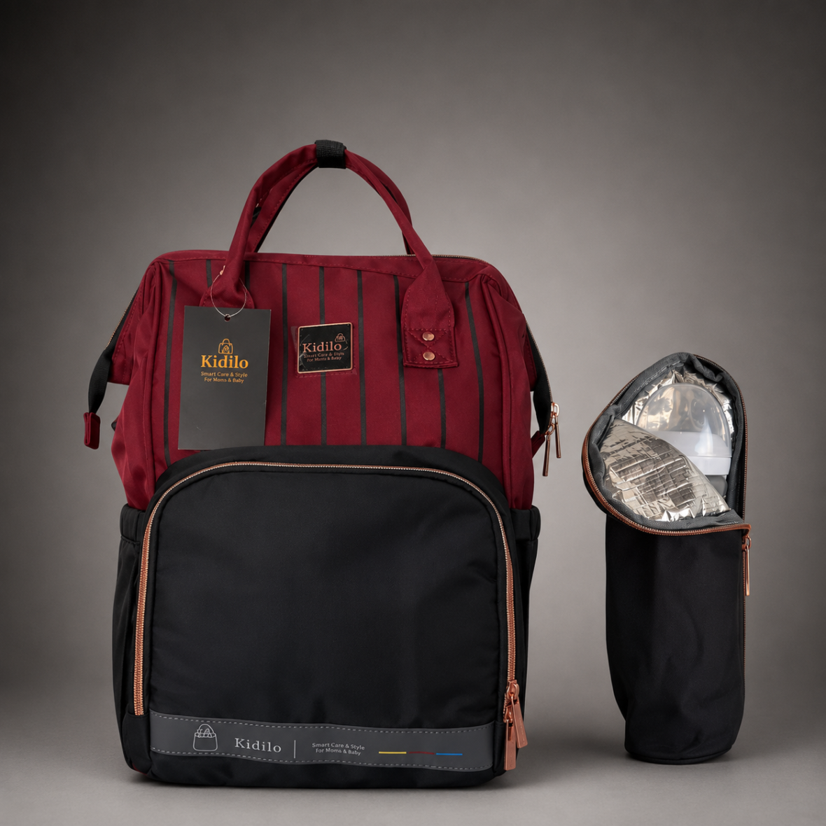 Kidilo K-5 Premium Mommy Backpack Diaper Bag & Portable Changing Mat Set