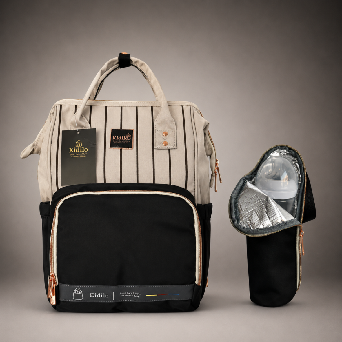 Kidilo K-3 Premium Mommy Backpack Diaper Bag & Portable Changing Mat Set