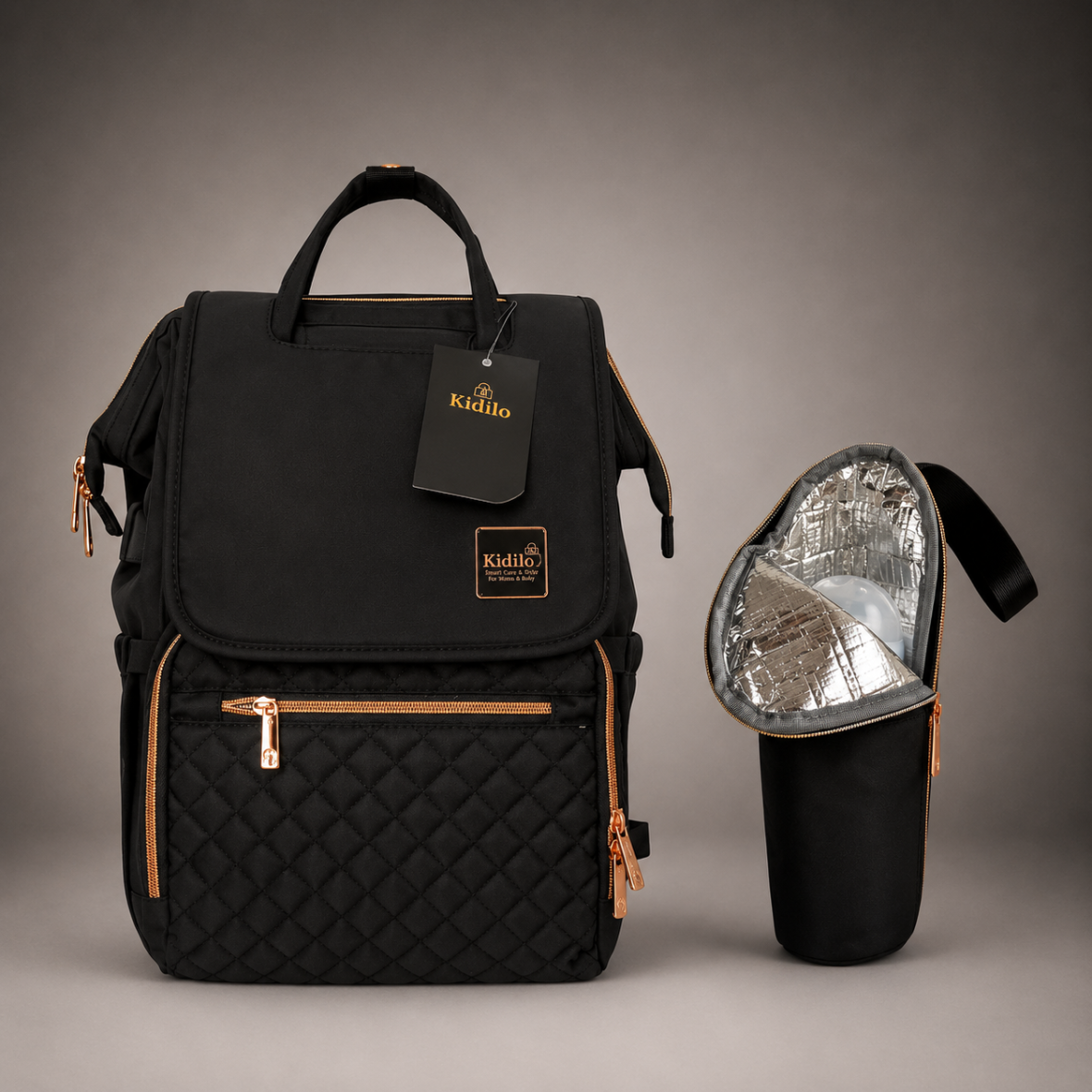 Kidilo K-10 Premium Mommy Backpack Diaper Bag & Portable Changing Mat Set