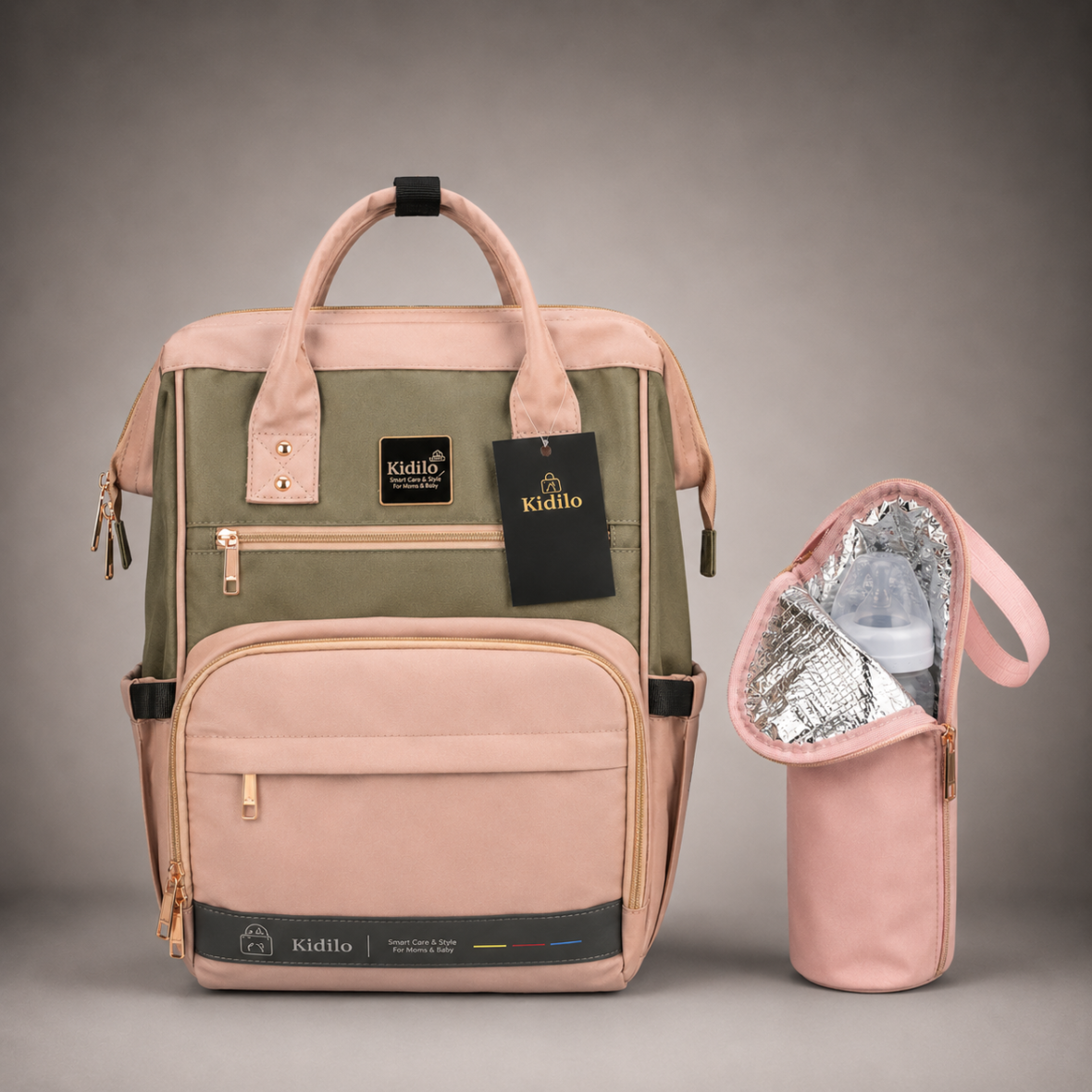Kidilo K-17 Premium Mommy Backpack Diaper Bag & Portable Changing Mat Set