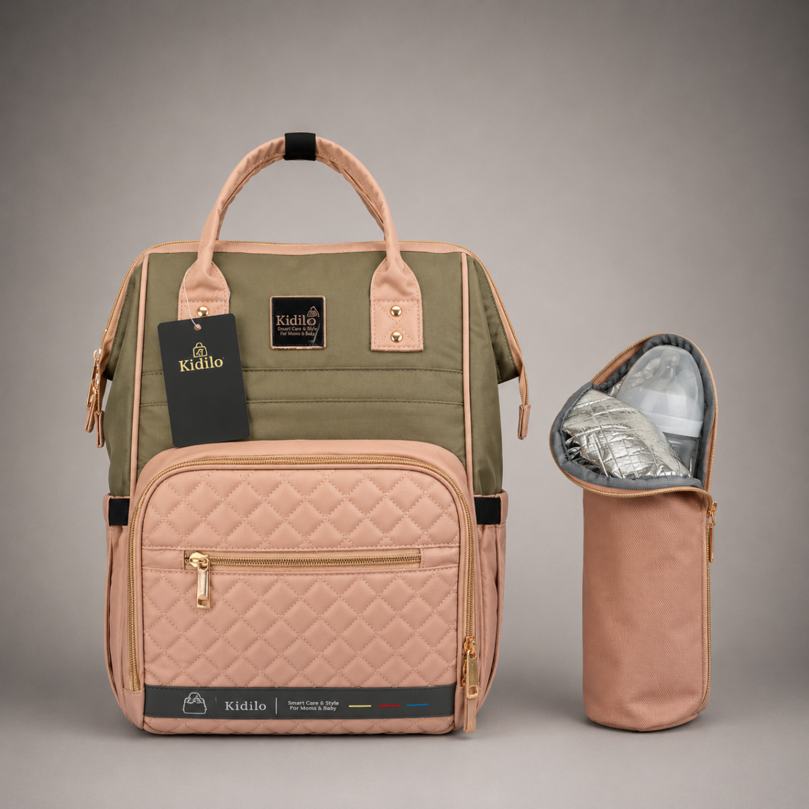 Kidilo K-13 Premium Mommy Backpack Diaper Bag & Portable Changing Mat Set
