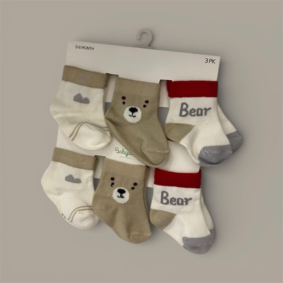 Infant 3-Pack Brown & Beige Cotton Socks