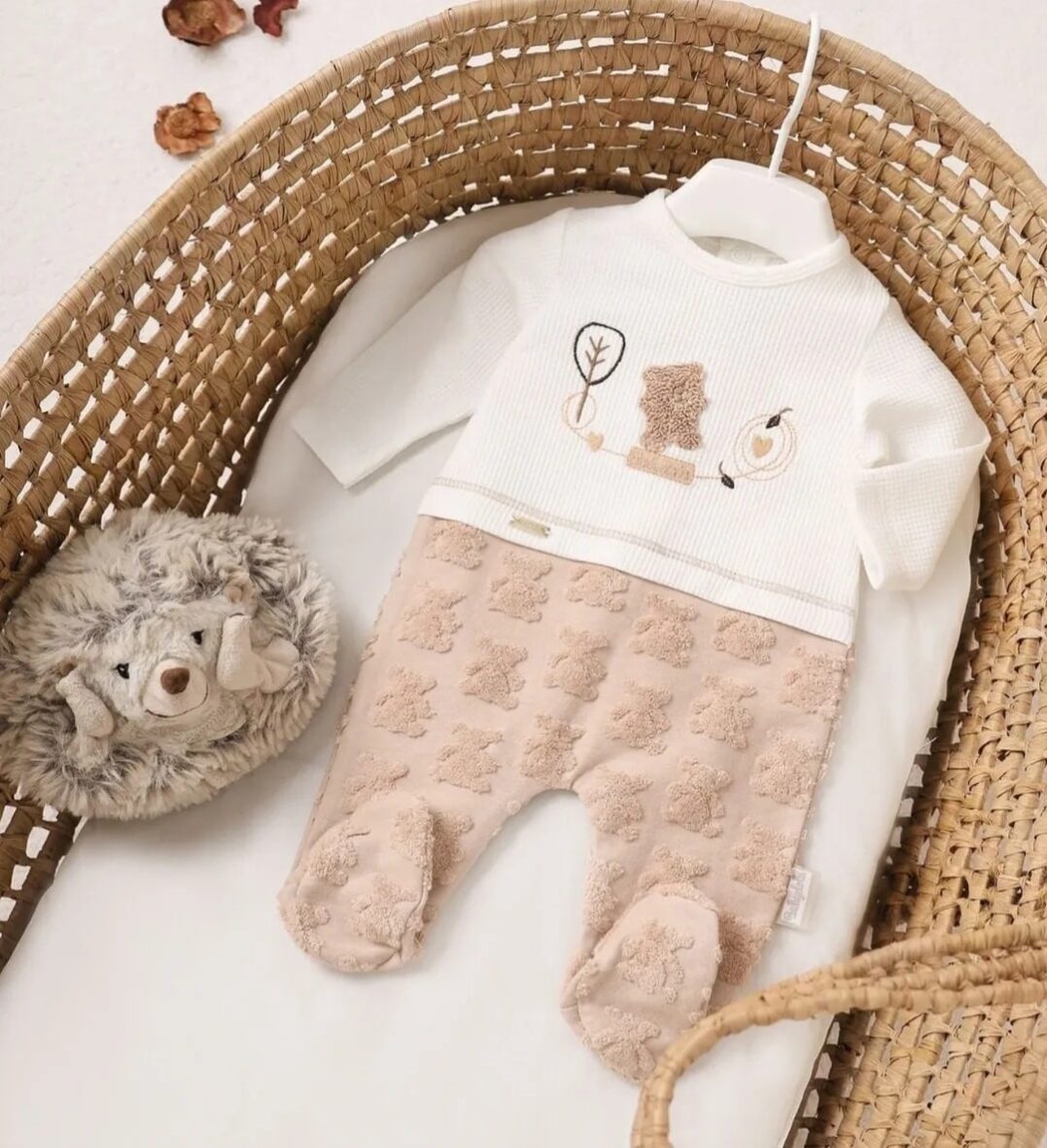 Brown Teddy Bear Embossed Baby Romper