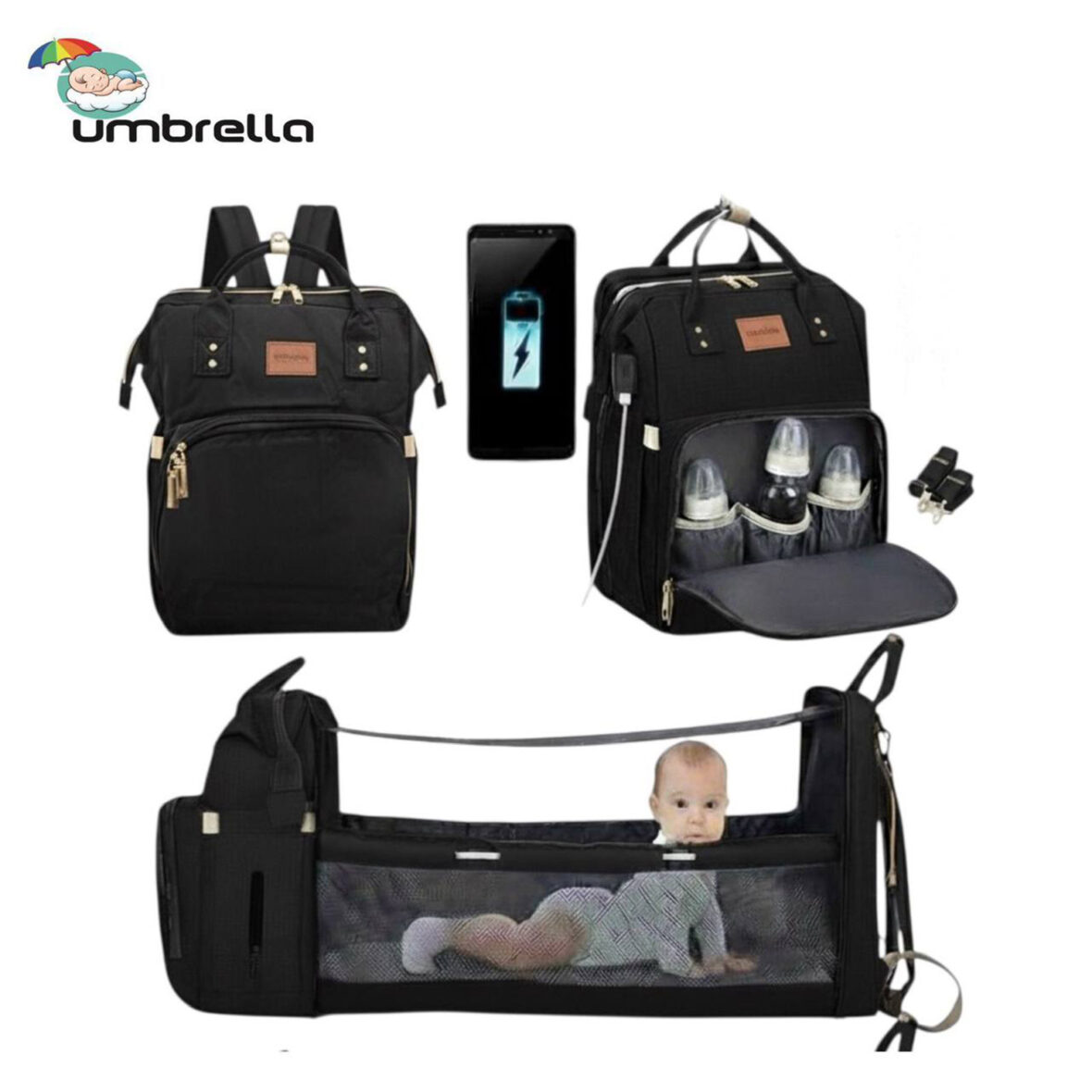 Umbrella-Multifunctional-3-in-1-Diaper-Bag