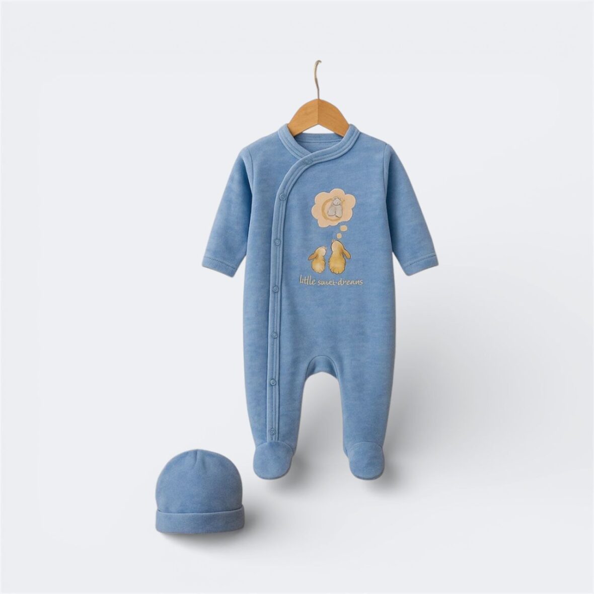 Soft Cotton Blue Baby Boy 2-Piece Romper Set