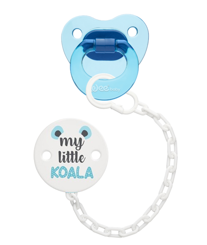 Wee Baby Pacifier Set with Chain No1 (0-6 Month) Blue