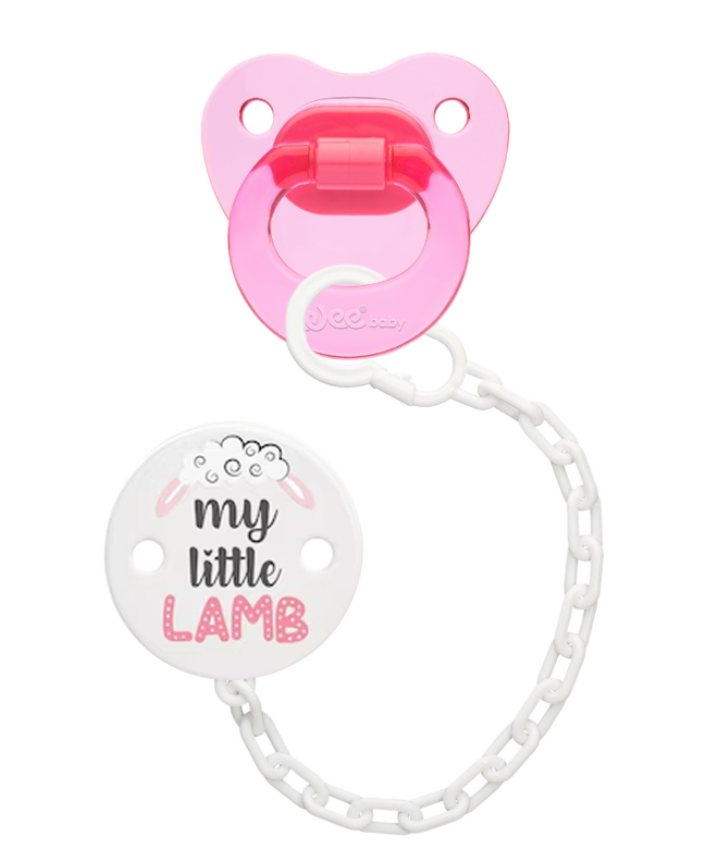 Wee Baby Pacifier Set with Chain No1 (0-6 Month) Pink
