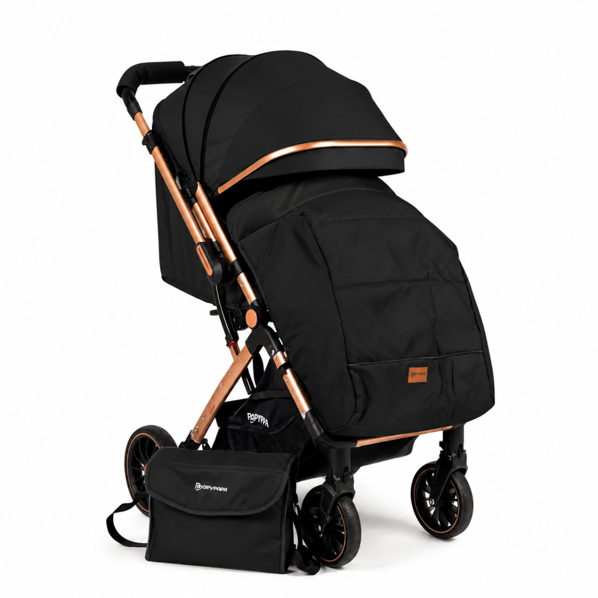 POPYPAPA D8T Baby Stroller – Lightweight Reversible Handle Stroller with Shock Absorber & Large Canopy