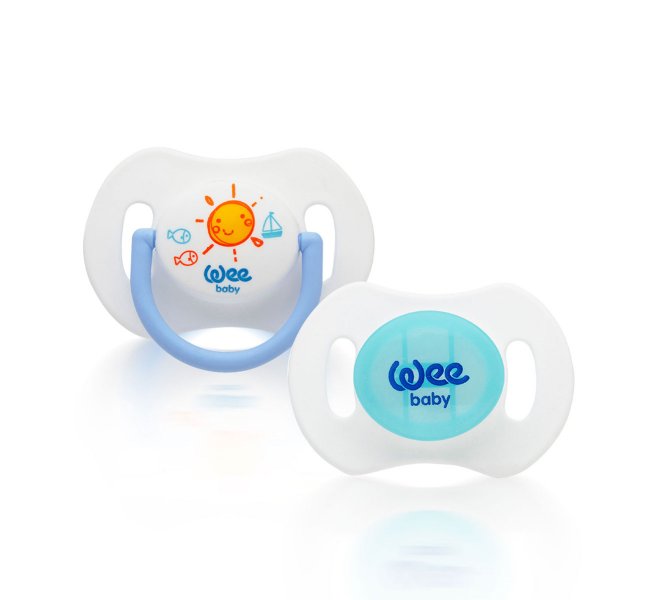 Wee Baby 2-Pack Night & Day Orthodontic Pacifier No:1 (0-6 M) Blue