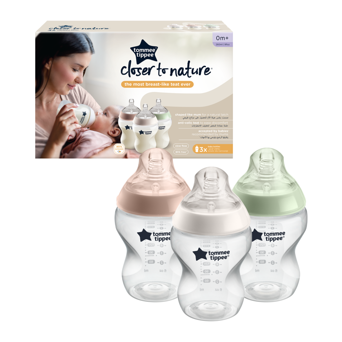 Tommee Tippee Natural Start Baby Bottles 260ml (Pack of 3)