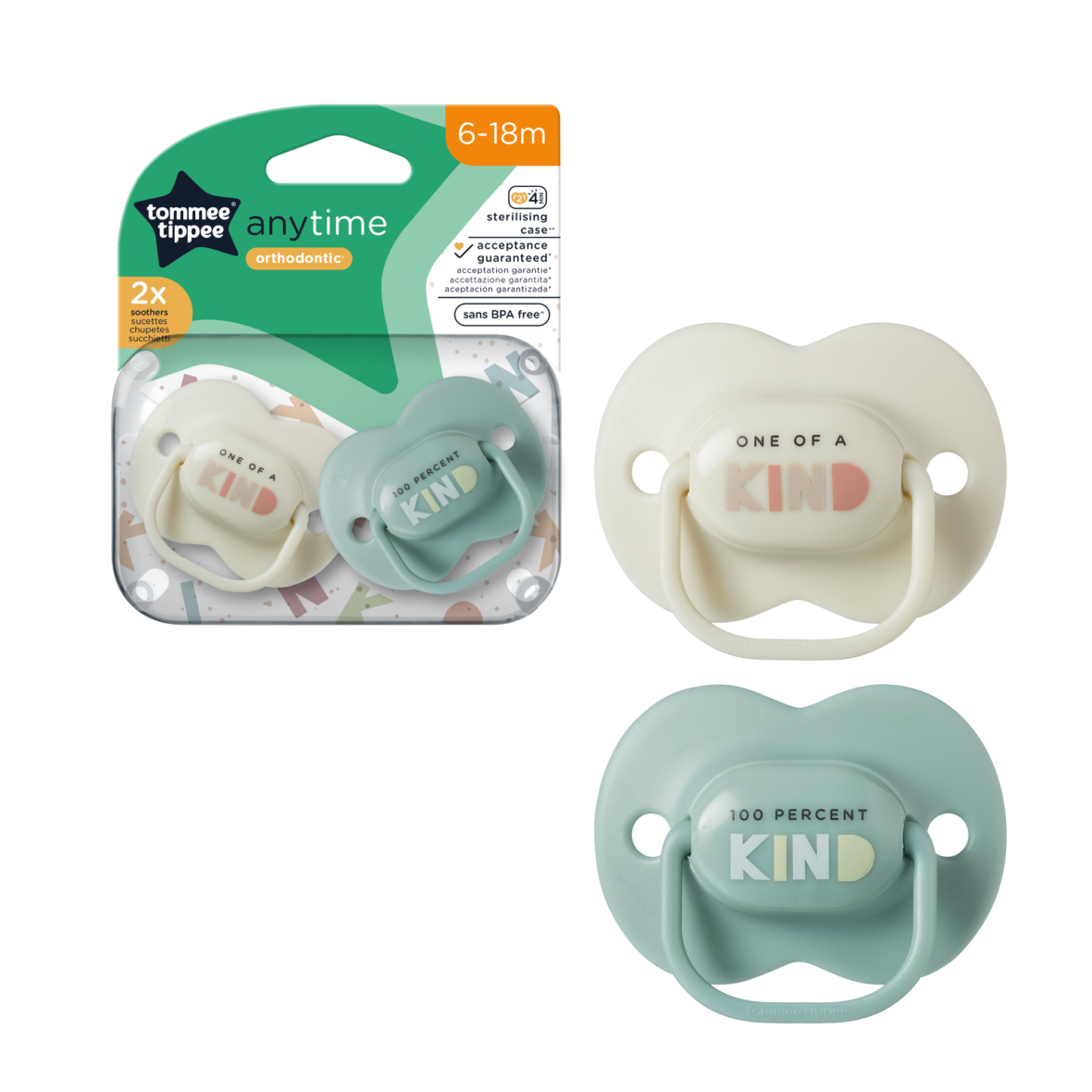 Tommee Tippee Anytime Soothers 6-18 Months (Pack of 2)