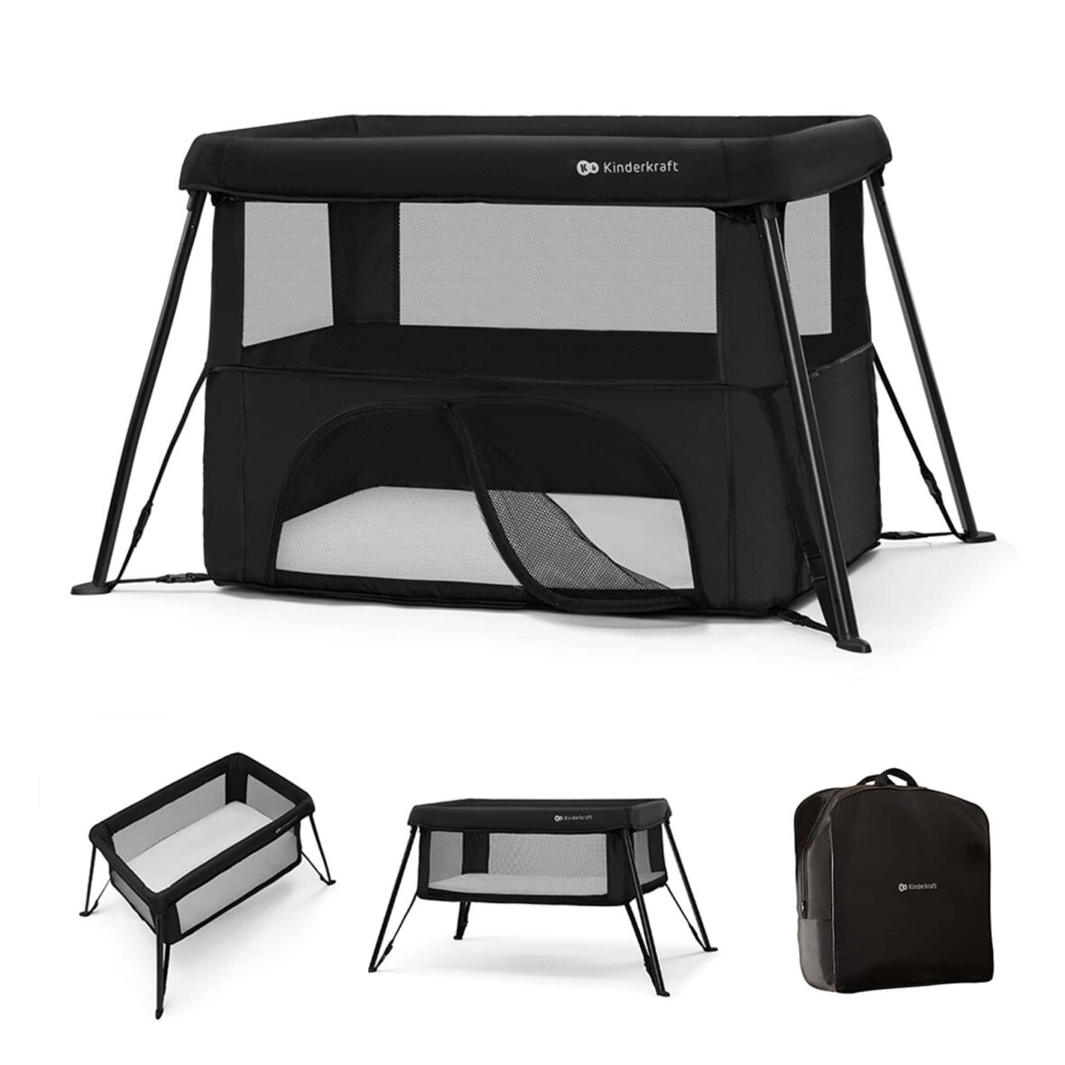 Kinderkraft CAMI 3-in-1 Baby Cot – Black