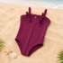 Girls' Luxury One-Piece Swimsuit - Elegant Burgundy
