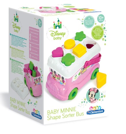 Clementoni Disney Baby Minnie Shape Sorter Bus with 6 Shapes