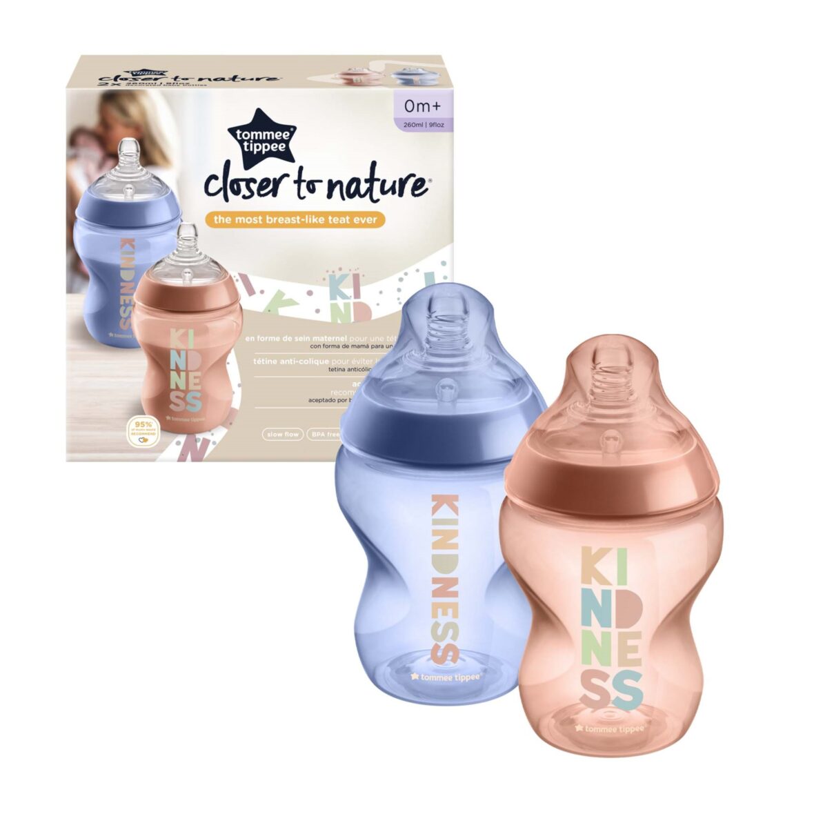 Pack of 2 – Tommee Tippee Kindness Feeding Bottle 260ml