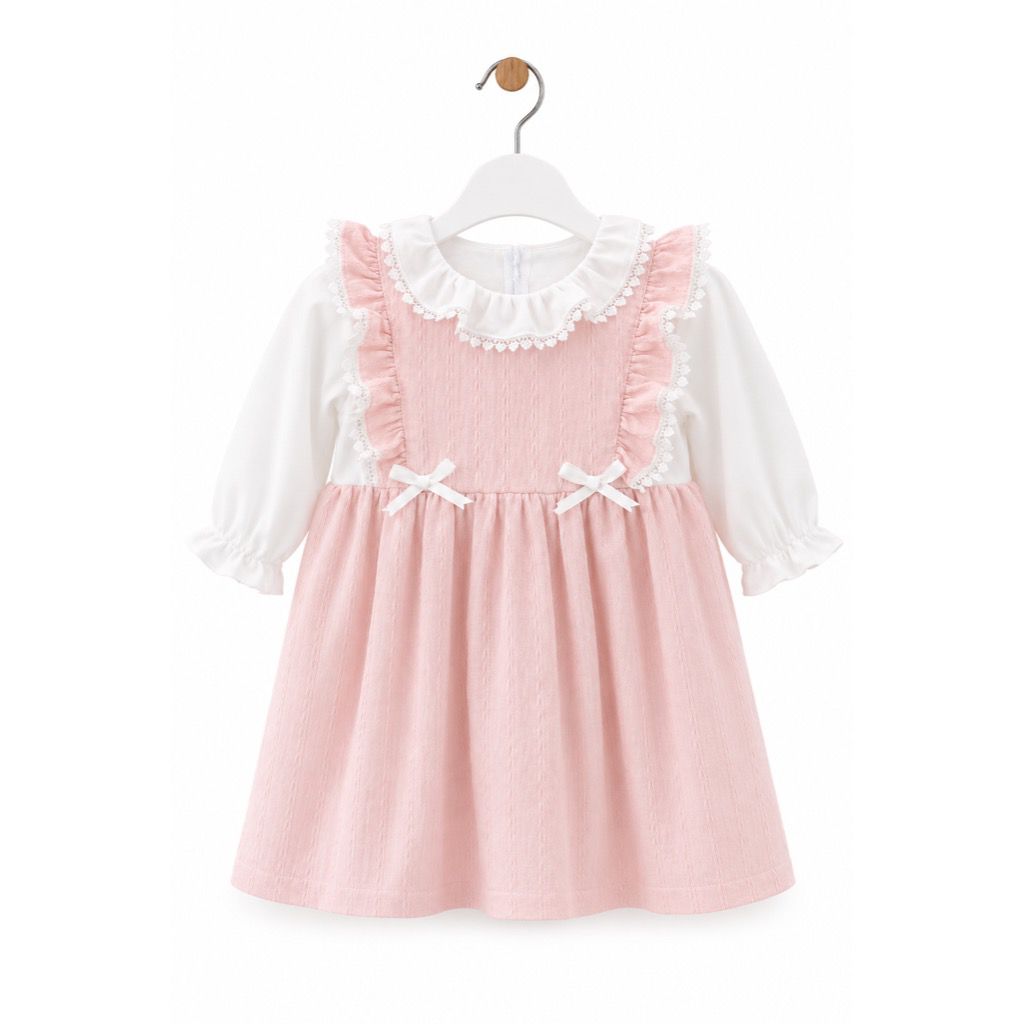 Pink Baby Girl Dress with Lace Frill Details