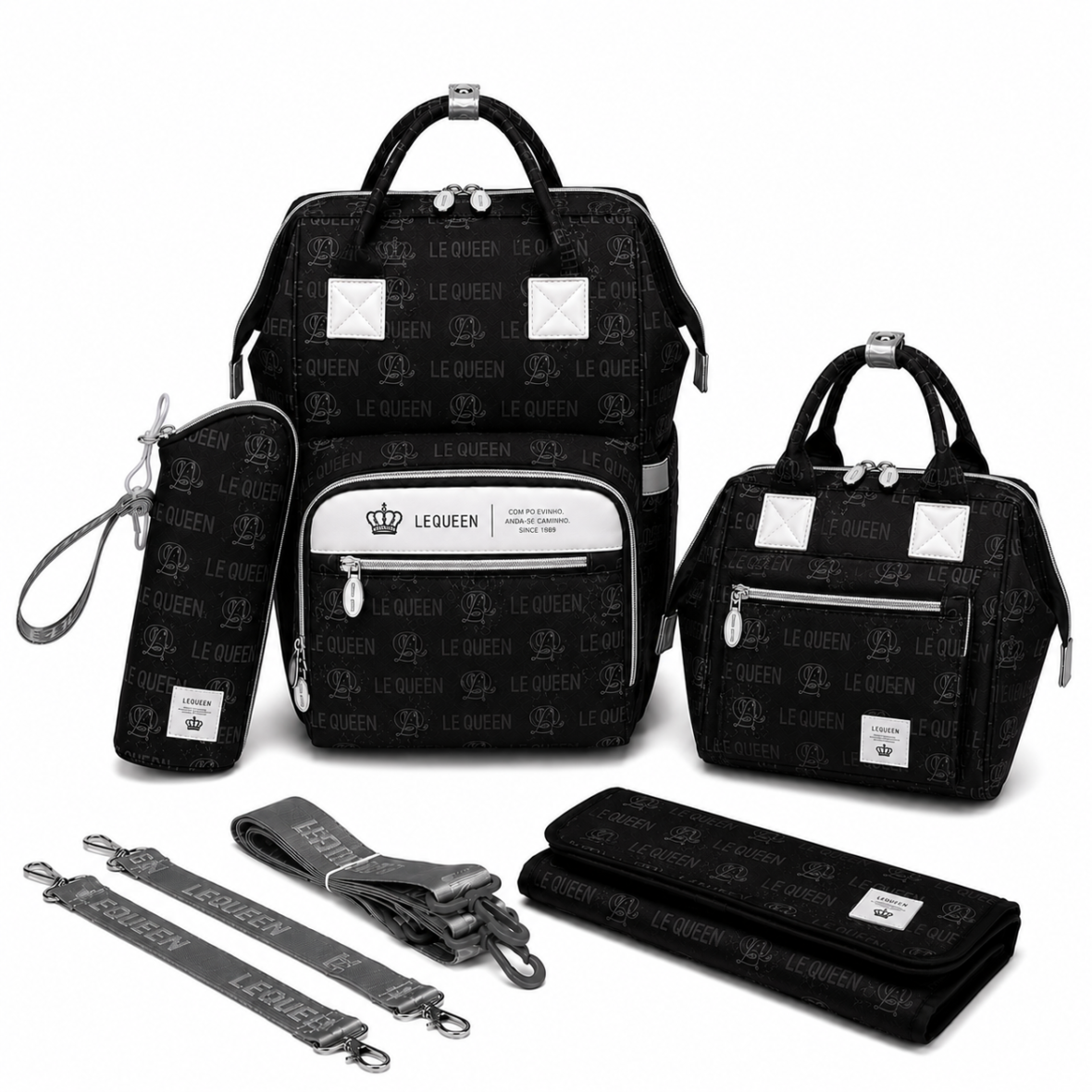 LeQueen Diamond 8th Generation Black Special Edition Soft Waterproof Diaper Bag Set