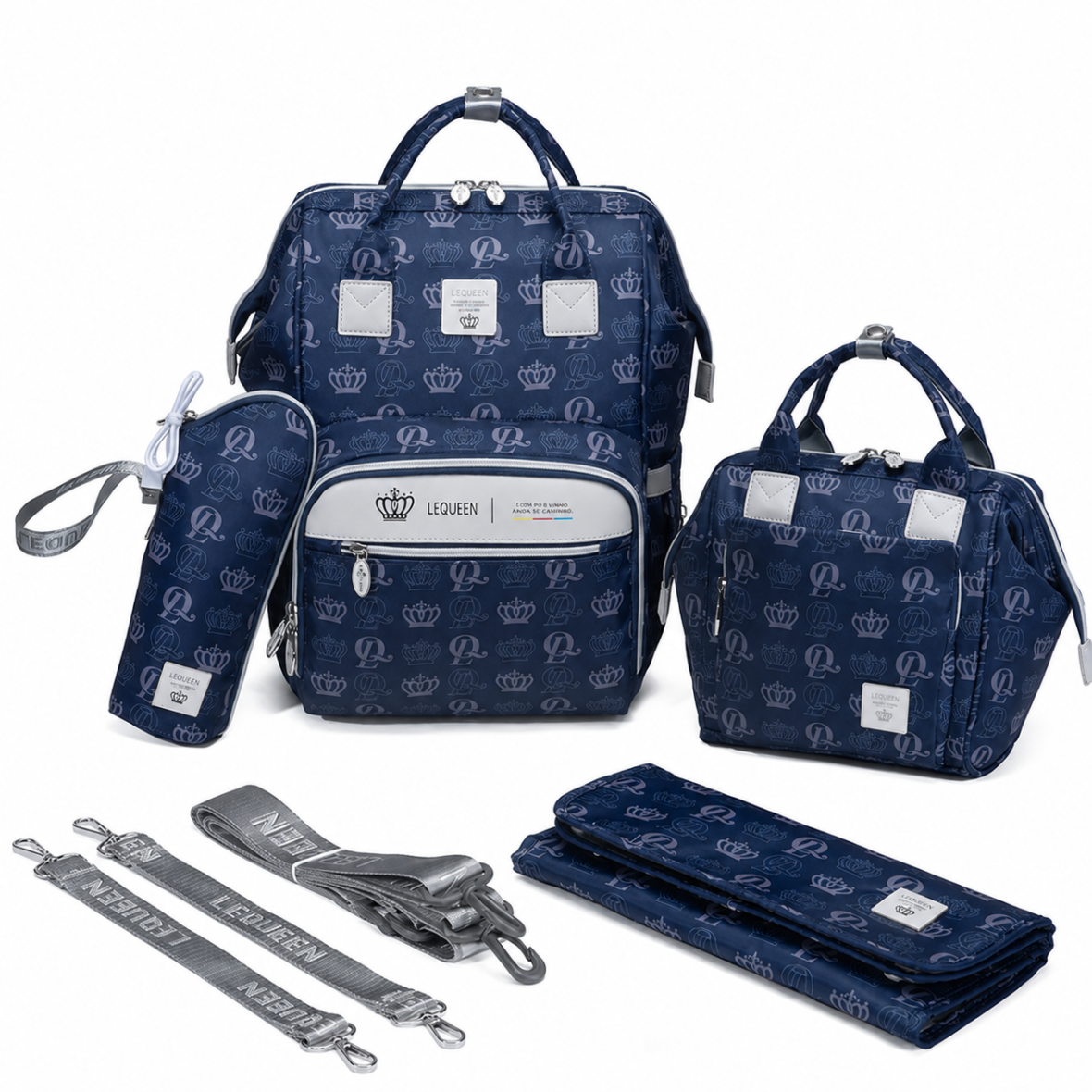 LeQueen Diamond 8th Generation Crown Blue Special Edition Soft Waterproof Diaper Bag Set