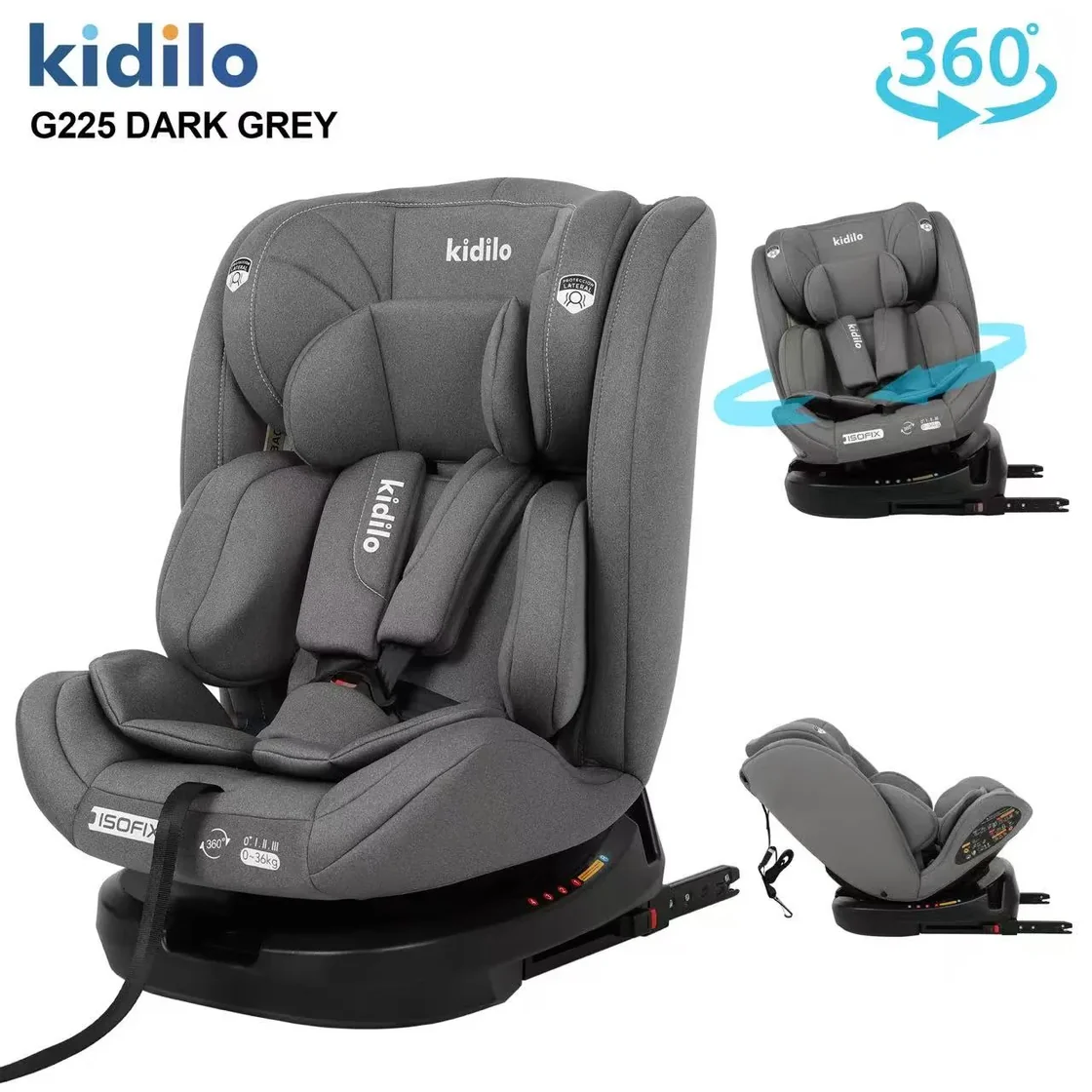 Kidilo G225 360° Rotating Baby Car Seat – ISOFIX | 0–36 kg