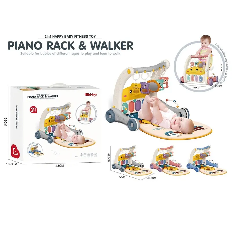 2-in-1 Baby Walker & Musical Piano Activity Mat
