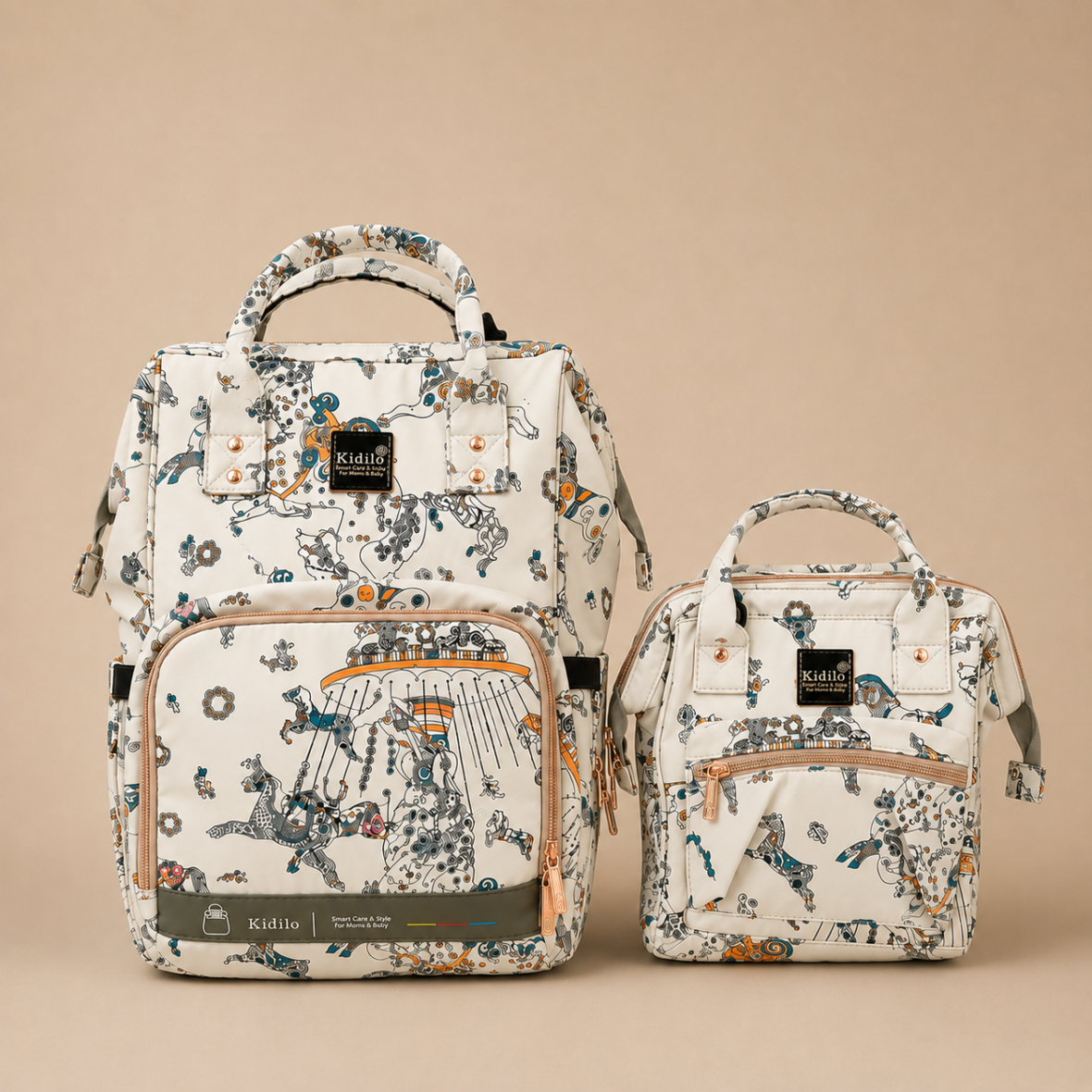 Kidilo K-21 Baby Diaper Bag Set – Spacious Backpack with Matching Mini Bag