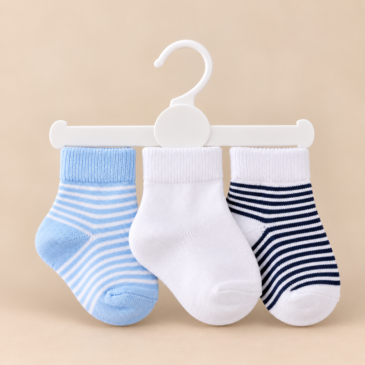 Infant 3-Pack Baby Blue Cotton Socks