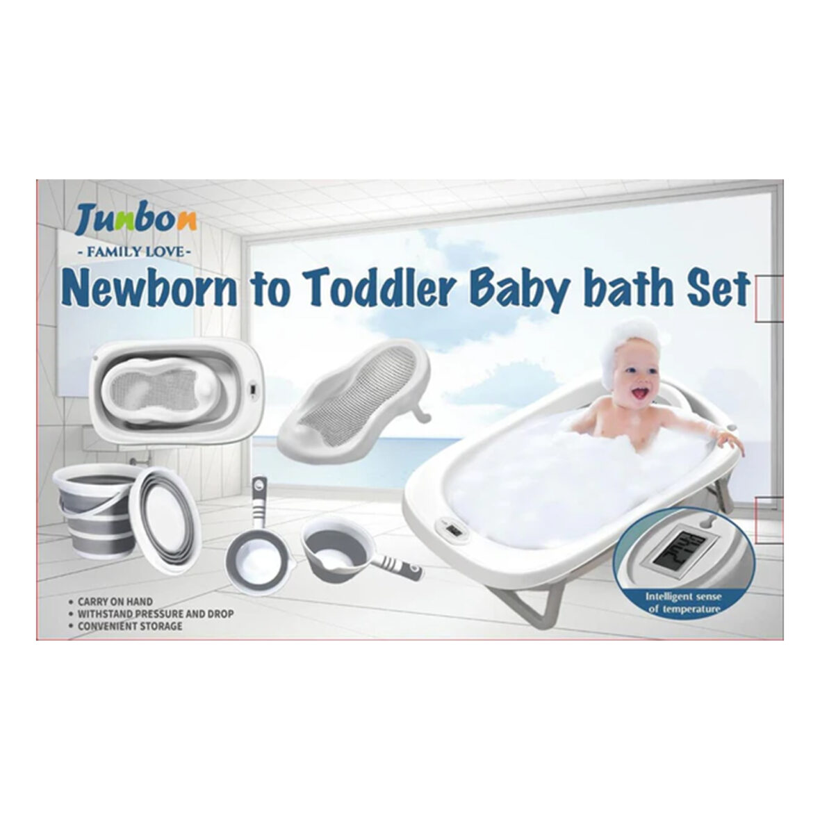Junbon 4-in-1 Foldable Bath Tub for Babies & Toddlers