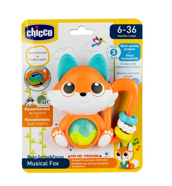 Chicco Musical Fox Rattle ? Sensory & Teething Toy