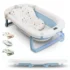 Portable Silicone Baby Bath Tub with Thermometer & Support Pillow